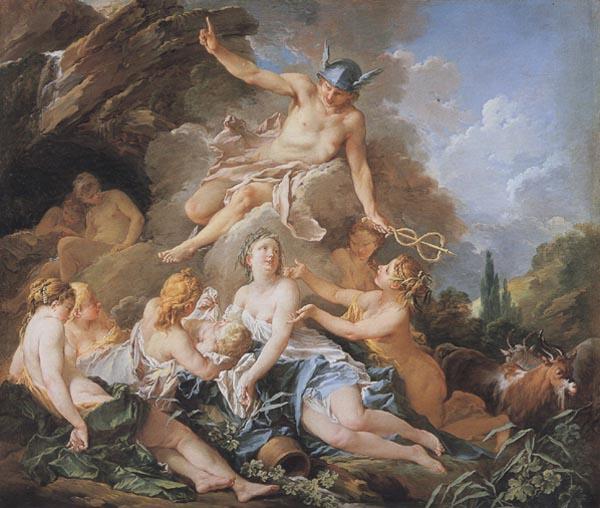 Francois Boucher Mercury confiding Bacchus to the Nymphs France oil painting art